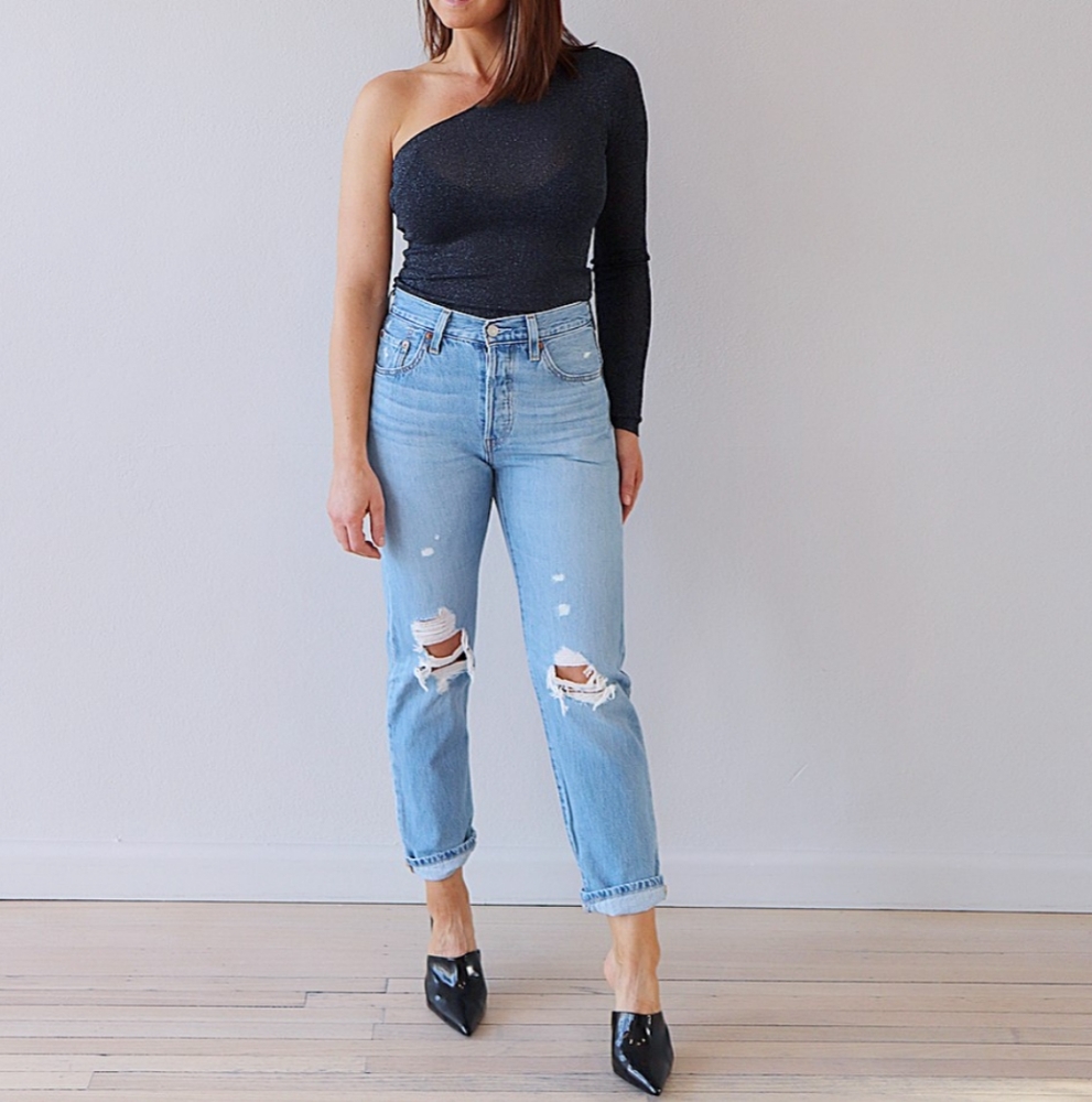 NEW Levi's 501 Distressed Straight Leg Crop Jeans - Picture 3 of 8